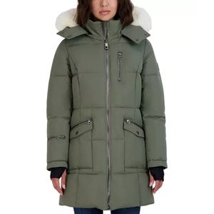 SOLD OFFLINE!! EUC Nautica hooded puffer coat thumbhole cuffs faux-fur trim‼️